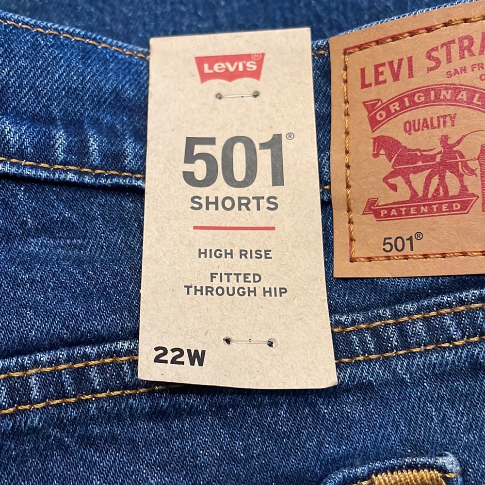 LEVI'S 501 Denim Shorts High Rise Fitted Through Hip 20W - Picture 5 of 7